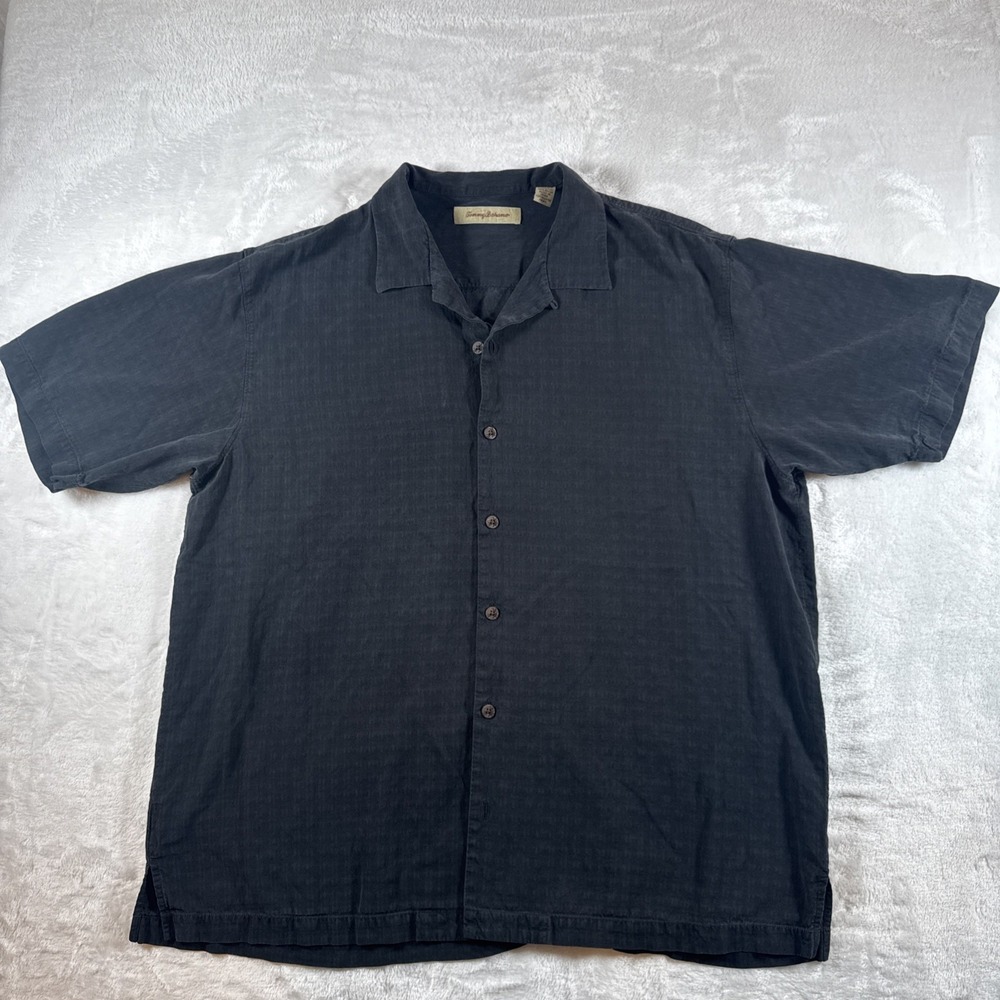 TOMMY BAHAMA‎ MENS 'I DREAM OF TINI' HAWAIIAN ALOHA BLACK SILK  XLARGE
